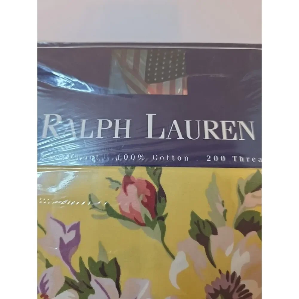 NEW Vintage Ralph Lauren Brooke Yellow Floral Flat Full Sheet 100% Cotton